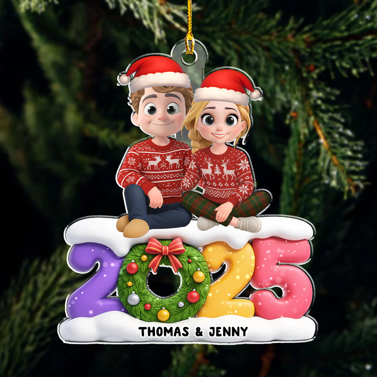 Our Christmas Our Love - Personalized Custom Acrylic Ornament - Image 2