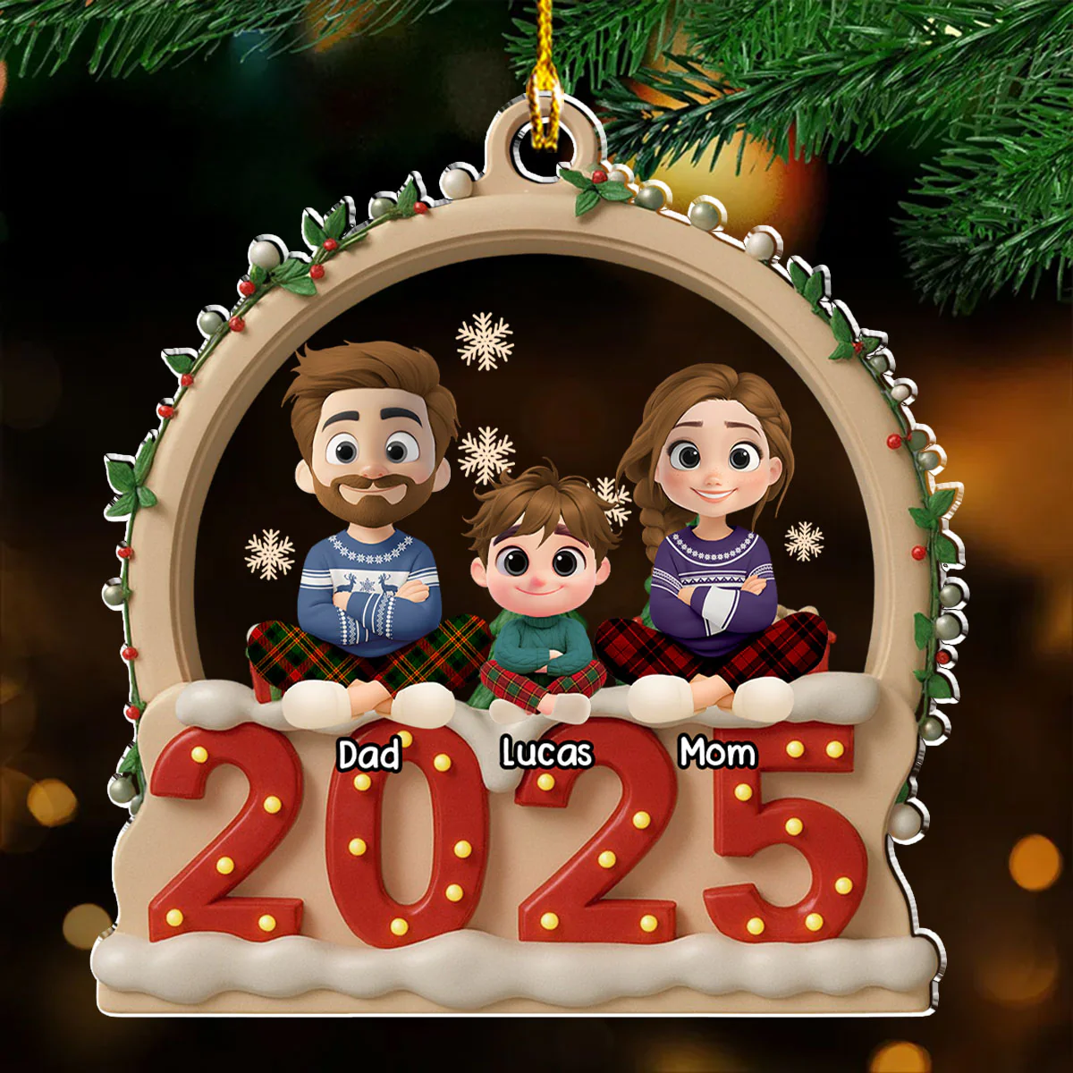 Our Christmas Together With Fur Babies - Personalized Custom Acrylic Ornament - Image 2