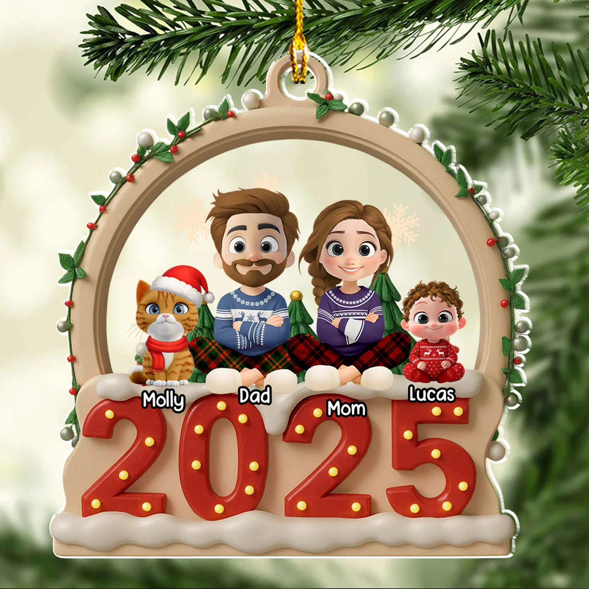 Our Christmas Together With Fur Babies - Personalized Custom Acrylic Ornament - Image 3