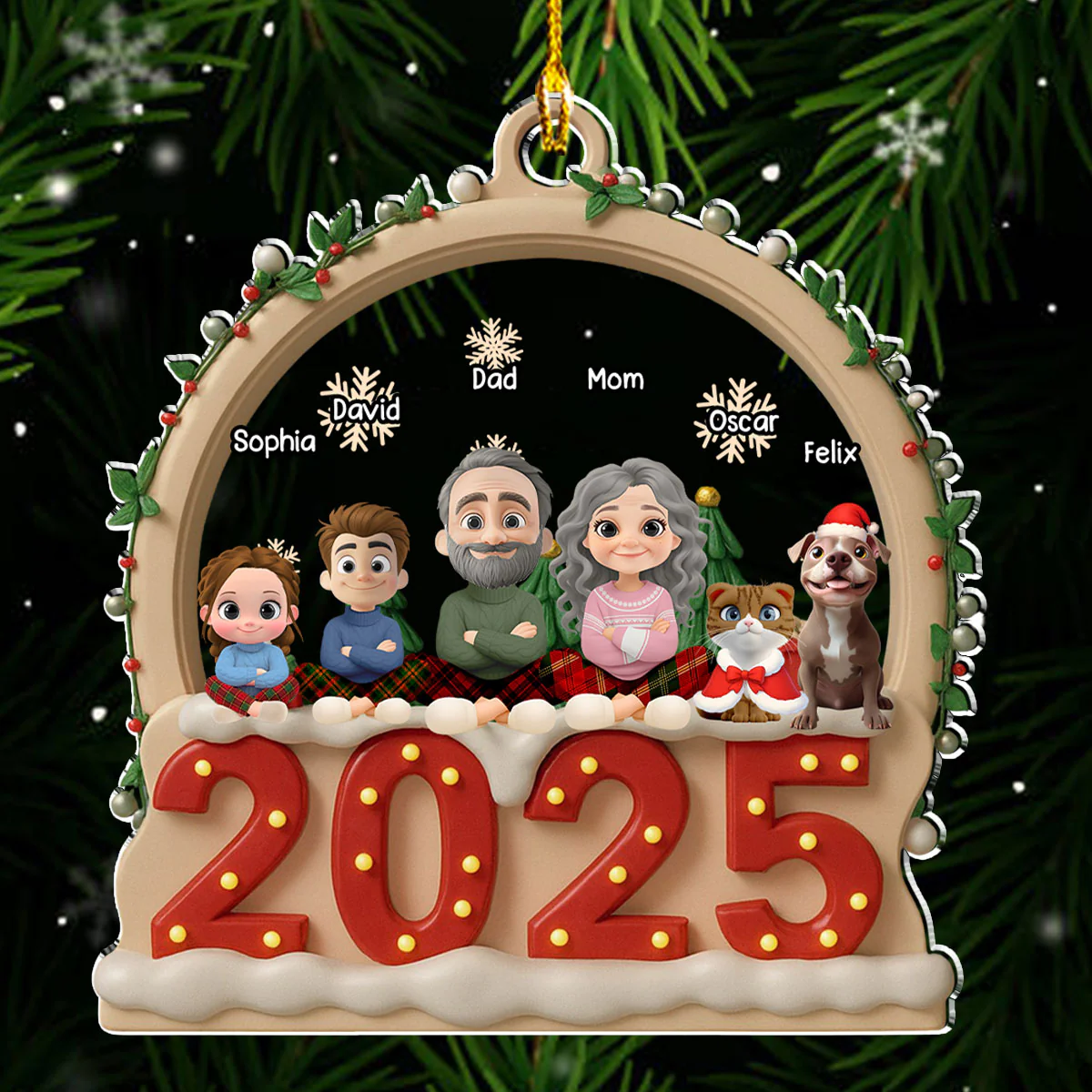 Our Christmas Together With Fur Babies - Personalized Custom Acrylic Ornament - Image 4