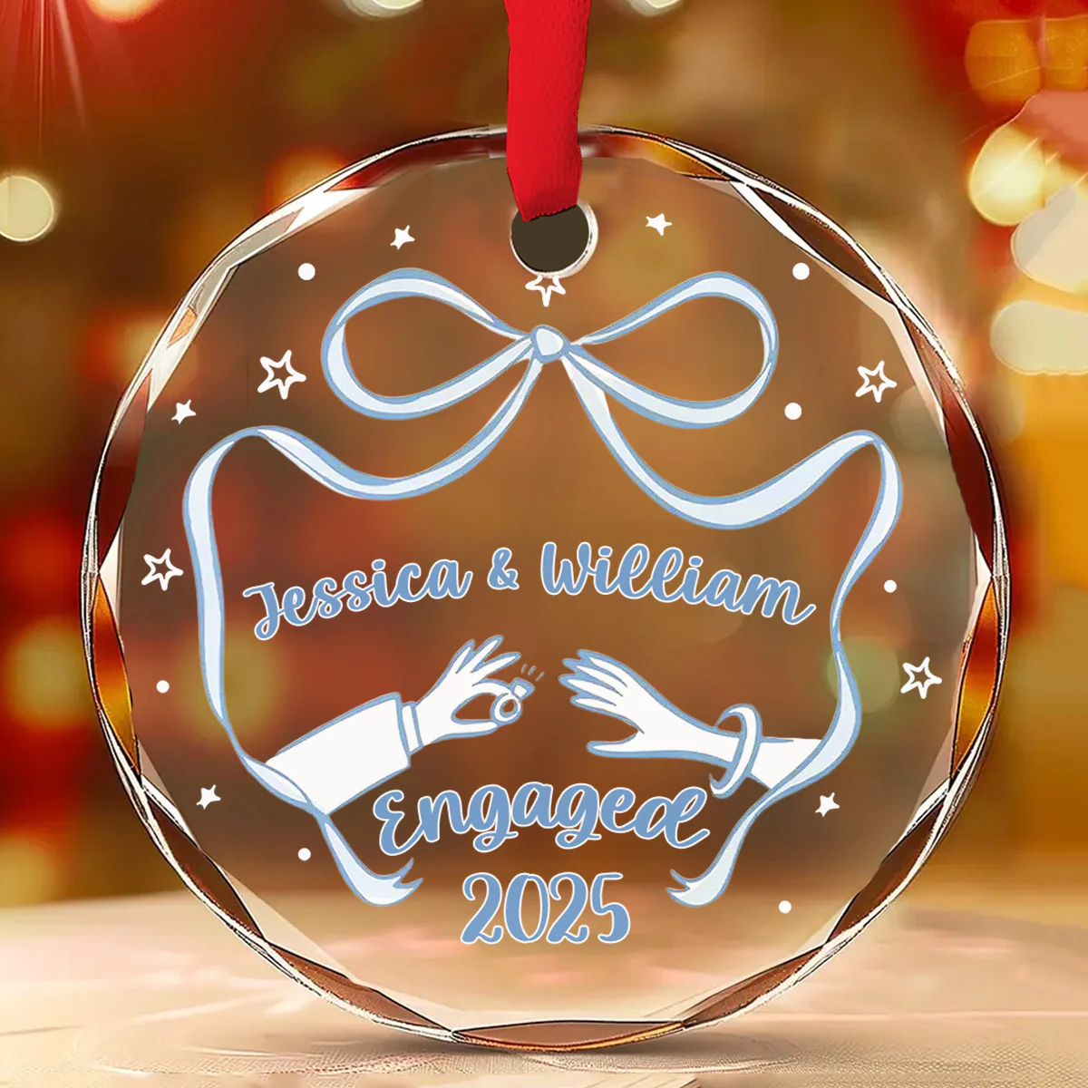 Our Engagement 2025 - Personalized Custom Glass Ornament - Image 2