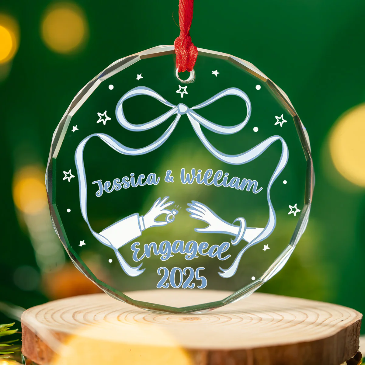 Our Engagement 2025 - Personalized Custom Glass Ornament - Image 3