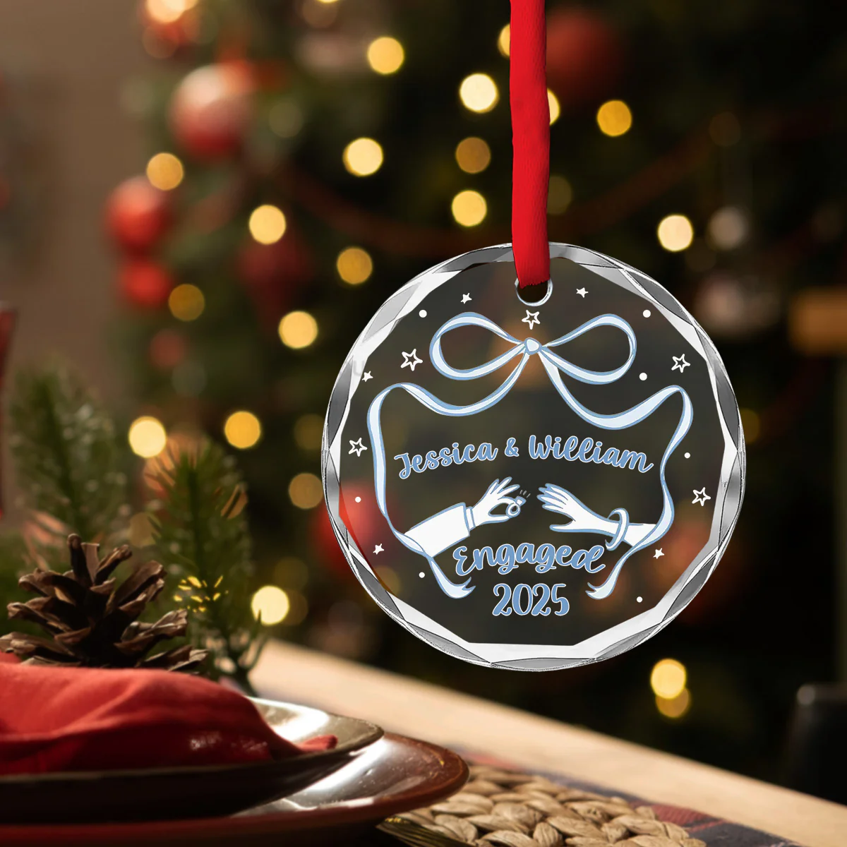 Our Engagement 2025 - Personalized Custom Glass Ornament - Image 4
