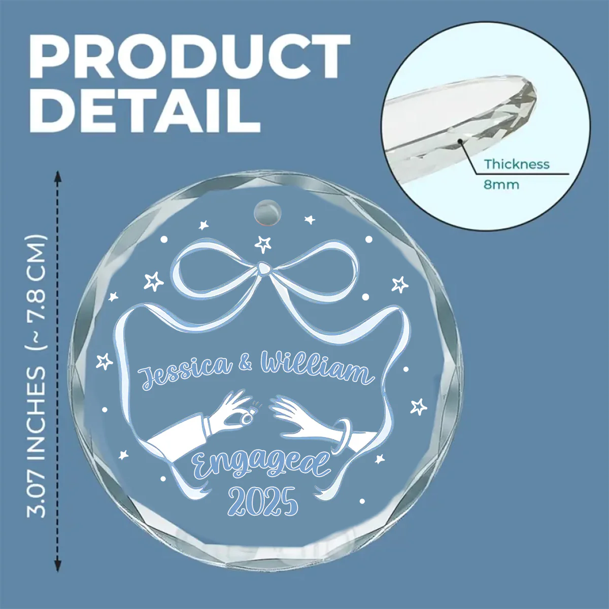 Our Engagement 2025 - Personalized Custom Glass Ornament - Image 6