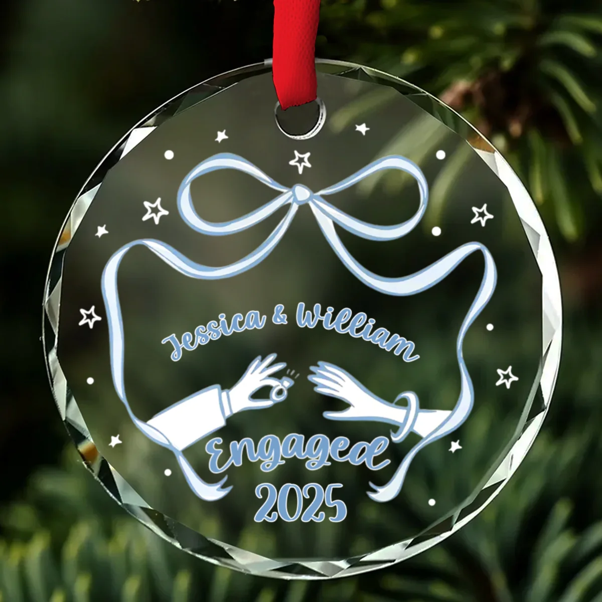 Our Engagement 2025 - Personalized Custom Glass Ornament - Image 7