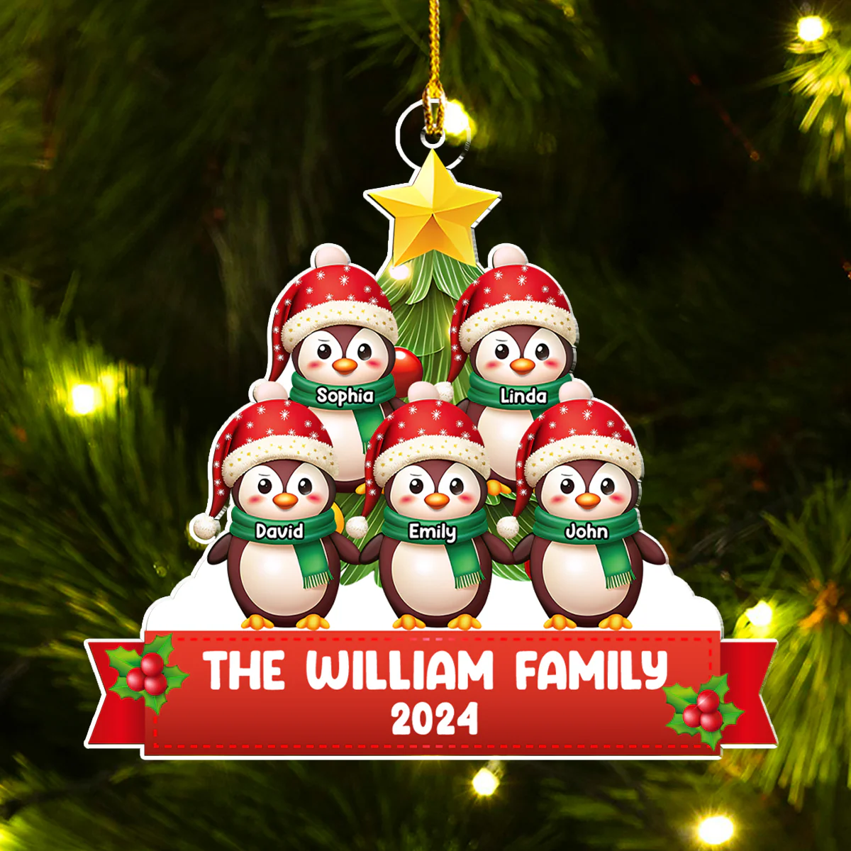 Our Family At Christmas 2024 - Personalized Custom Acrylic Ornament - Image 3