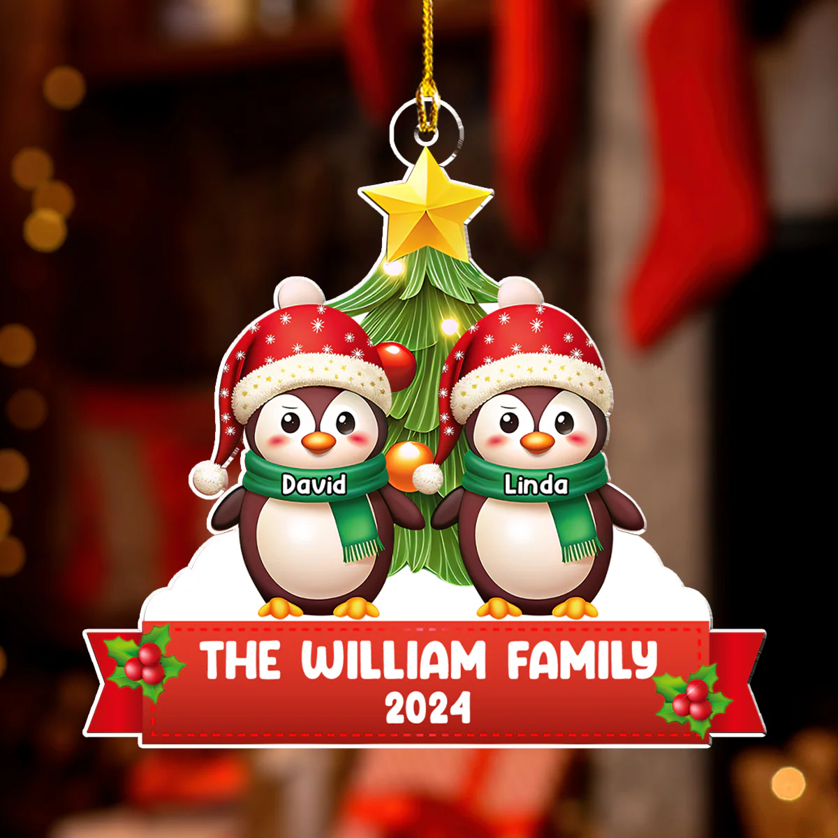Our Family At Christmas 2024 - Personalized Custom Acrylic Ornament - Image 4