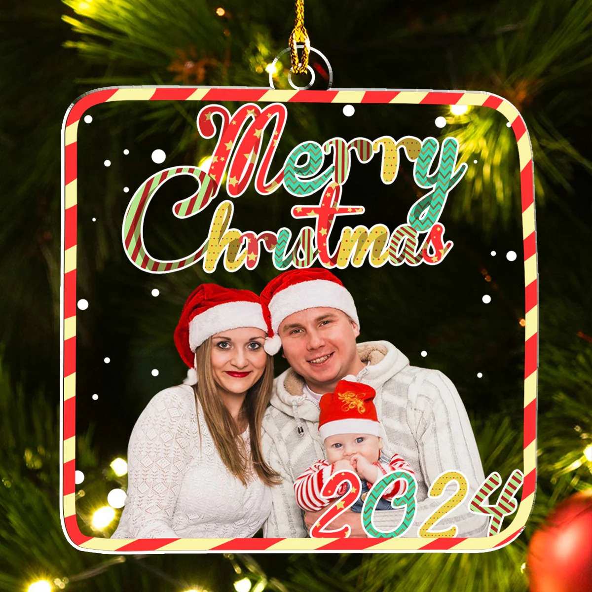 Our family At Christmas - Personalized Custom Acrylic Ornament - Image 2