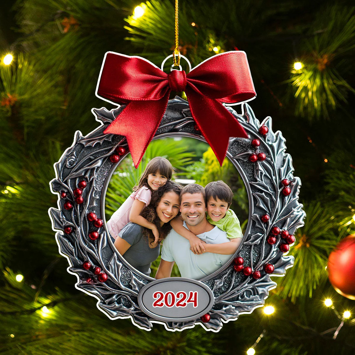 Our Family Christmas Photo Frame - Personalized Custom Acrylic Ornament - Image 5
