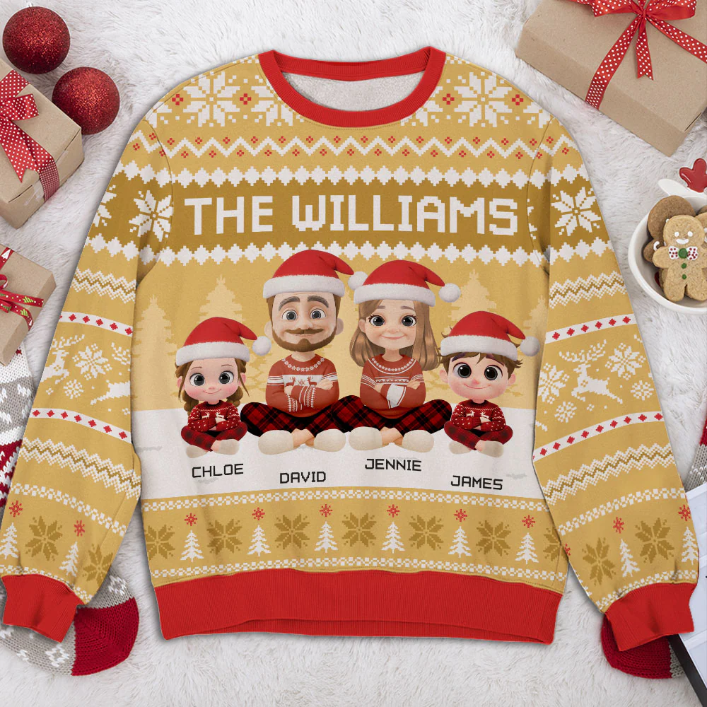 Our Family Christmas Sweatshirt - Personalized Custom All-Over-Print Sweatshirt - Image 3