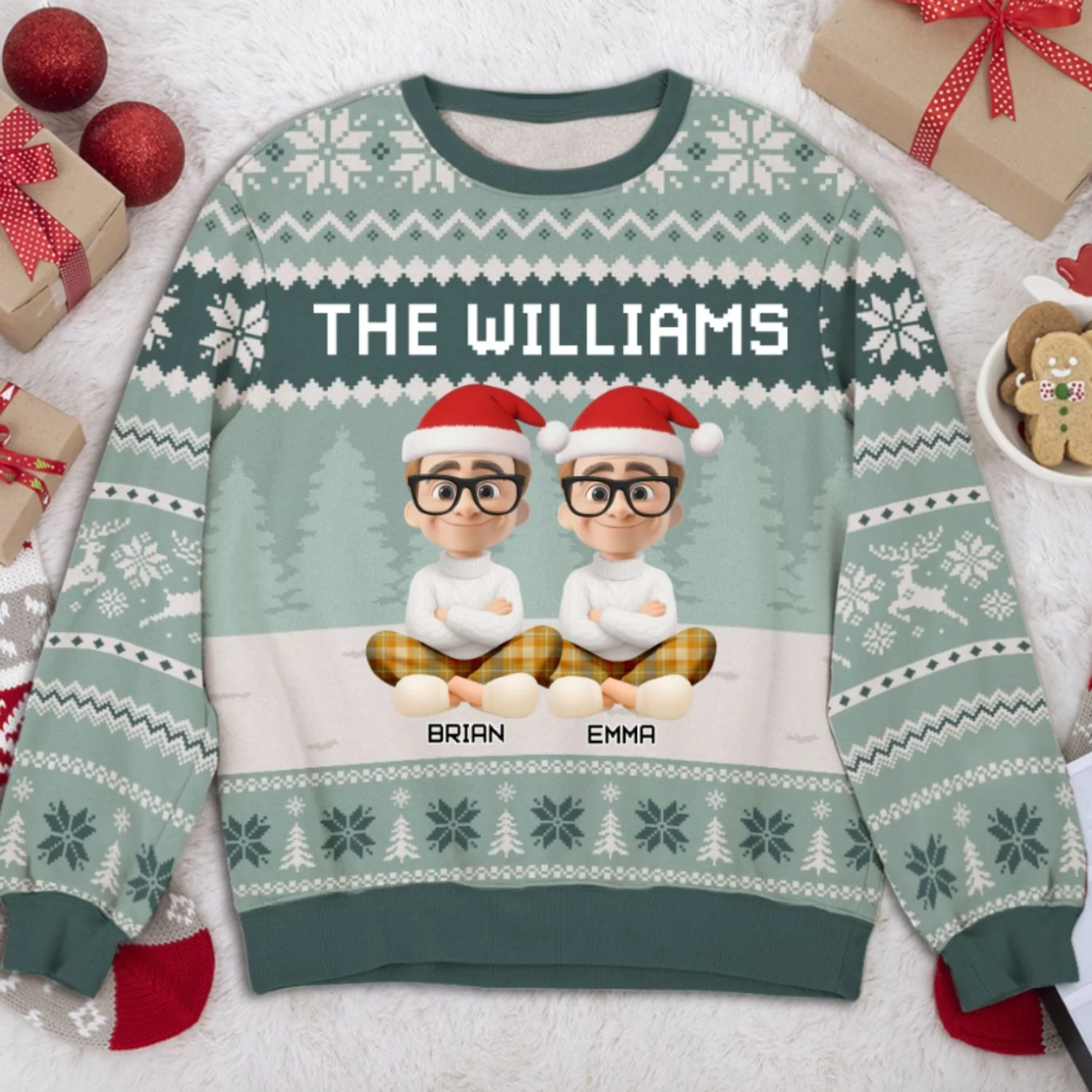 Our Family Christmas Sweatshirt - Personalized Custom All-Over-Print Sweatshirt - Image 6