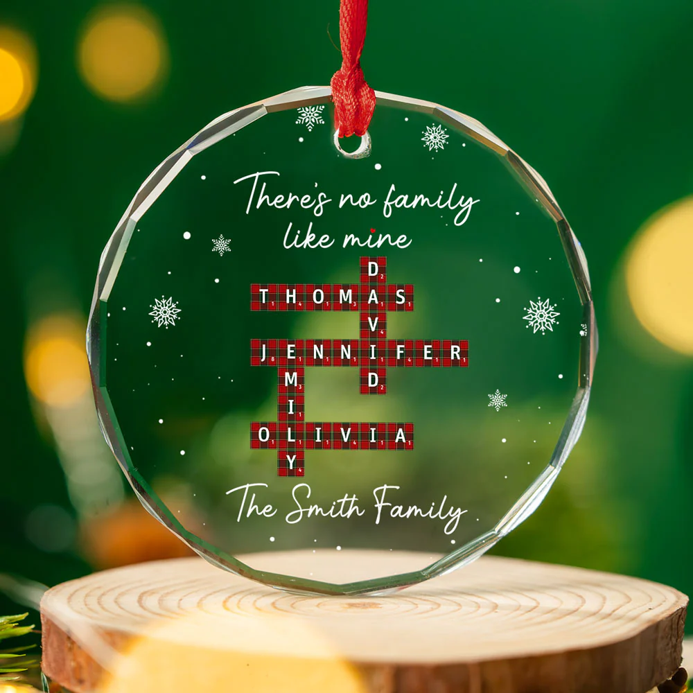 Our Family Crossword - Personalized Custom Glass Ornament - Image 2