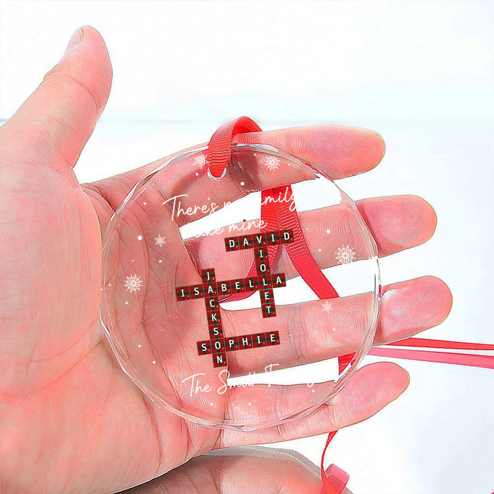 Our Family Crossword - Personalized Custom Glass Ornament - Image 4