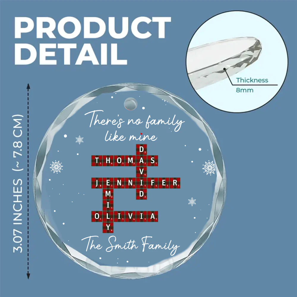 Our Family Crossword - Personalized Custom Glass Ornament - Image 5