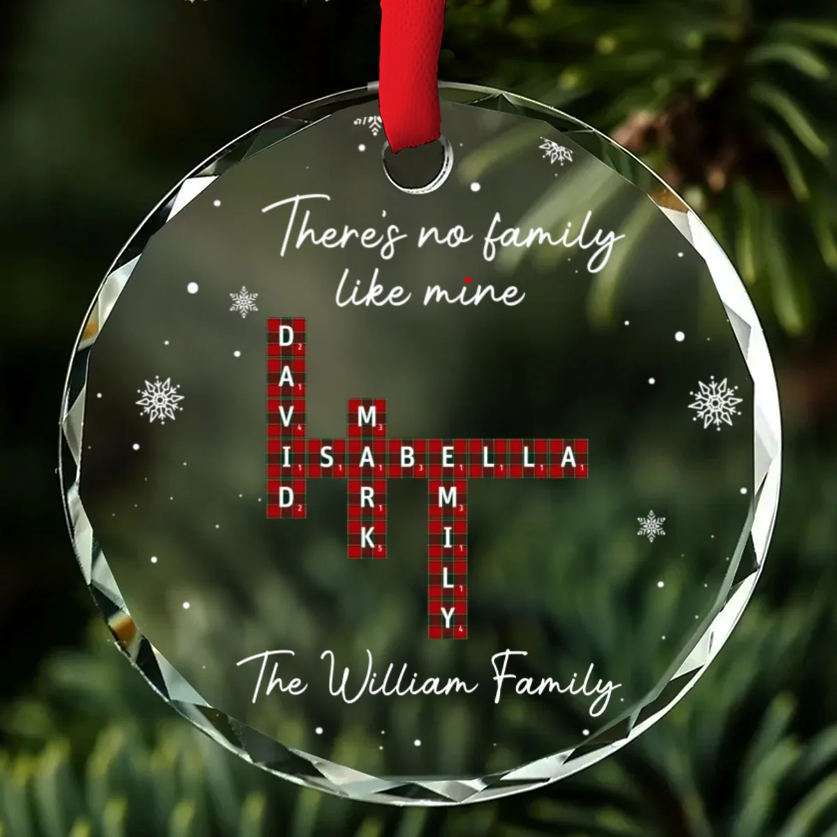 Our Family Crossword - Personalized Custom Glass Ornament - Image 6
