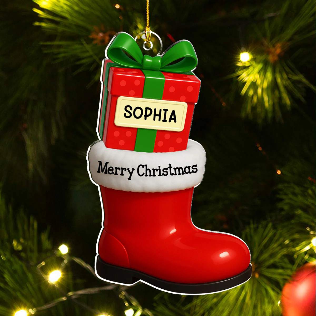Our Family Is A Gift From Santa - Personalized Custom Acrylic Ornament - Image 2