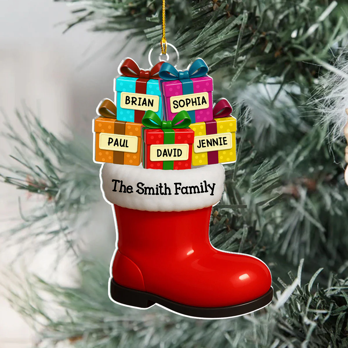 Our Family Is A Gift From Santa - Personalized Custom Acrylic Ornament - Image 3