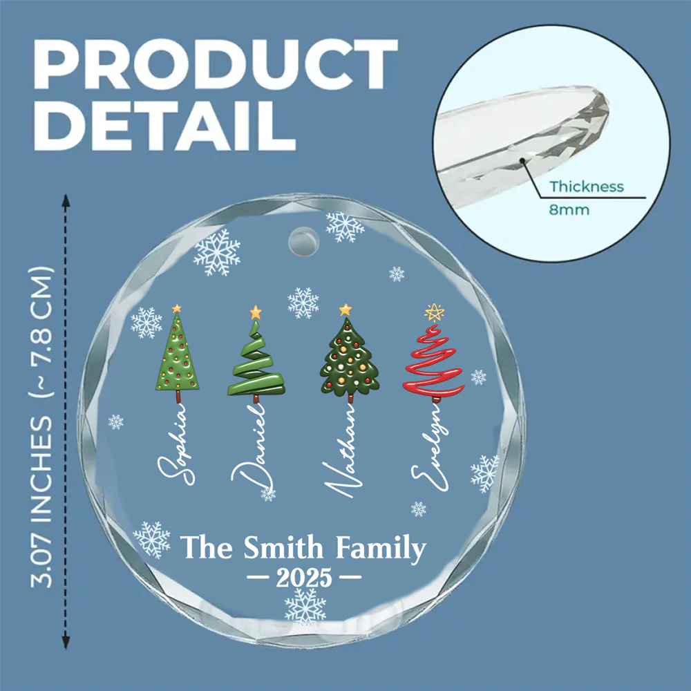 Our Family Love Is Forever - Personalized Custom Glass Ornament - Image 5