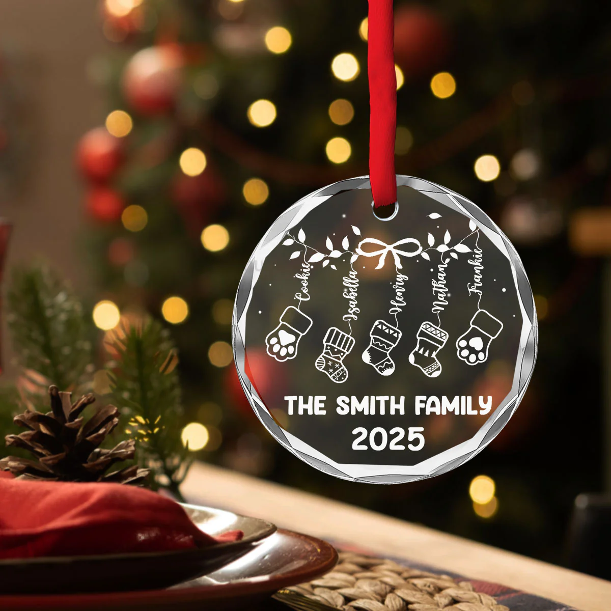 Our Family Love - Personalized Custom Glass Ornament - Image 3
