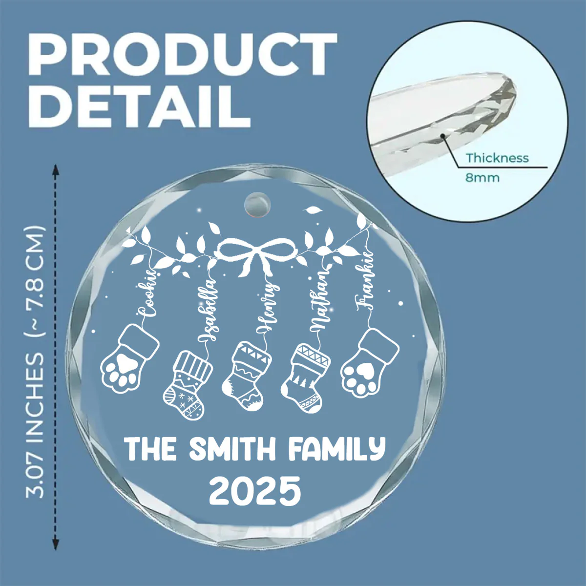 Our Family Love - Personalized Custom Glass Ornament - Image 5