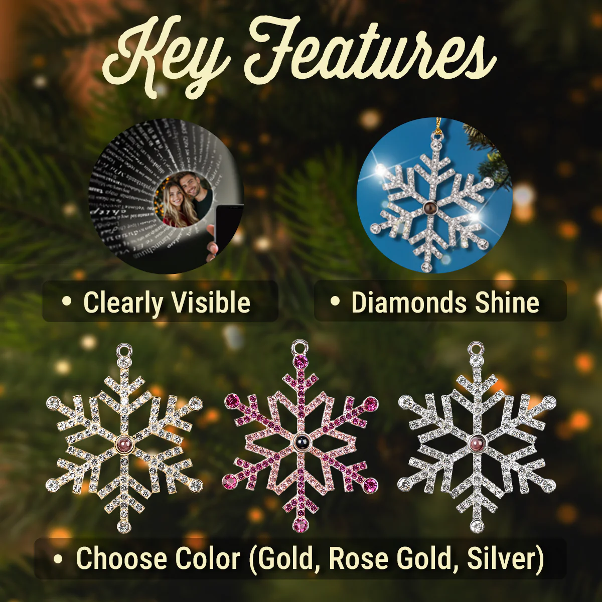 Our Family Moment - Personalized Custom Photo Snowflake Projection Ornament - Image 4