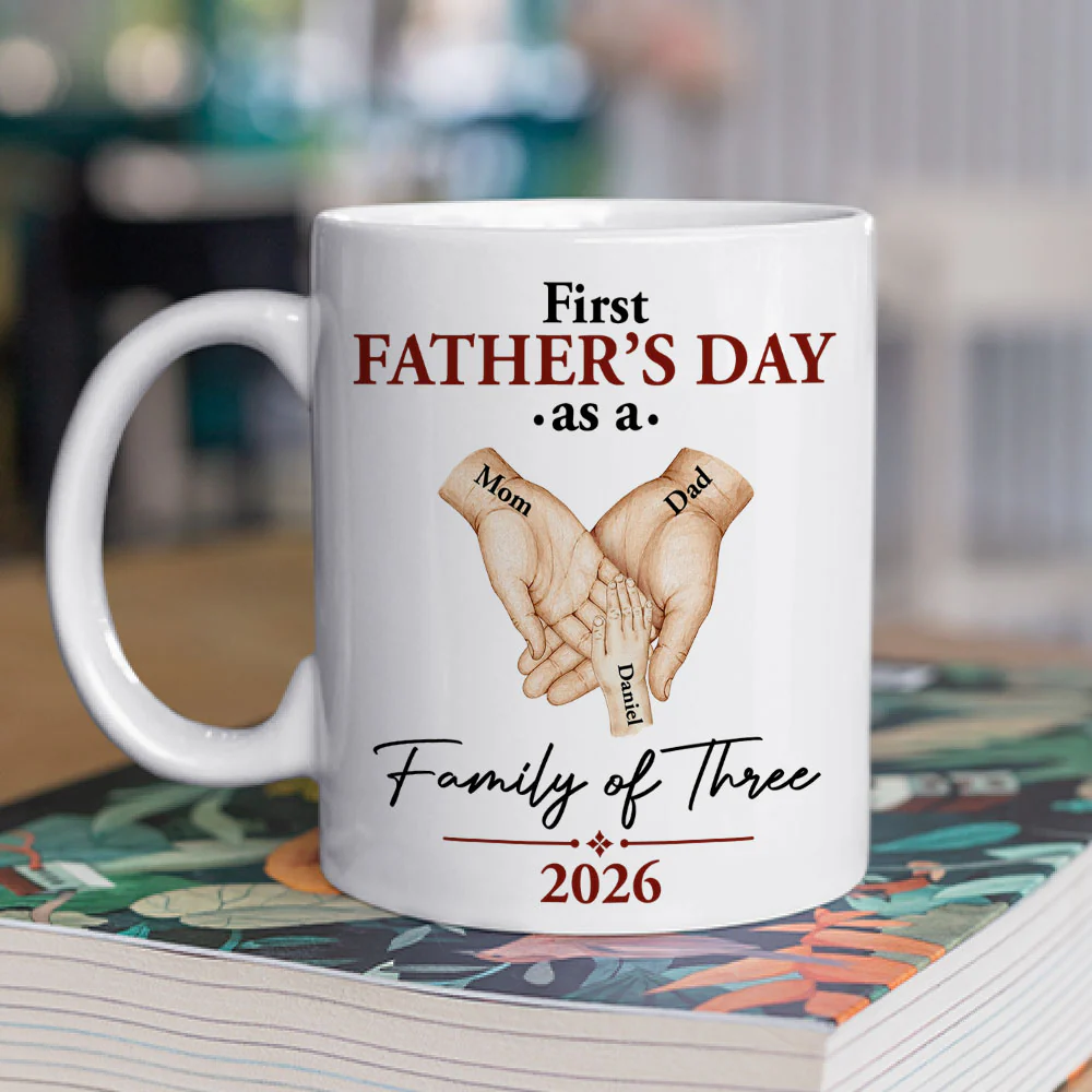 Our Family Of Three - Personalized Custom Coffee Mug - Image 2