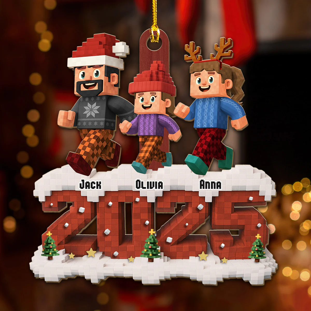 Our Family Square - Personalized Custom Wood Ornament - Image 2