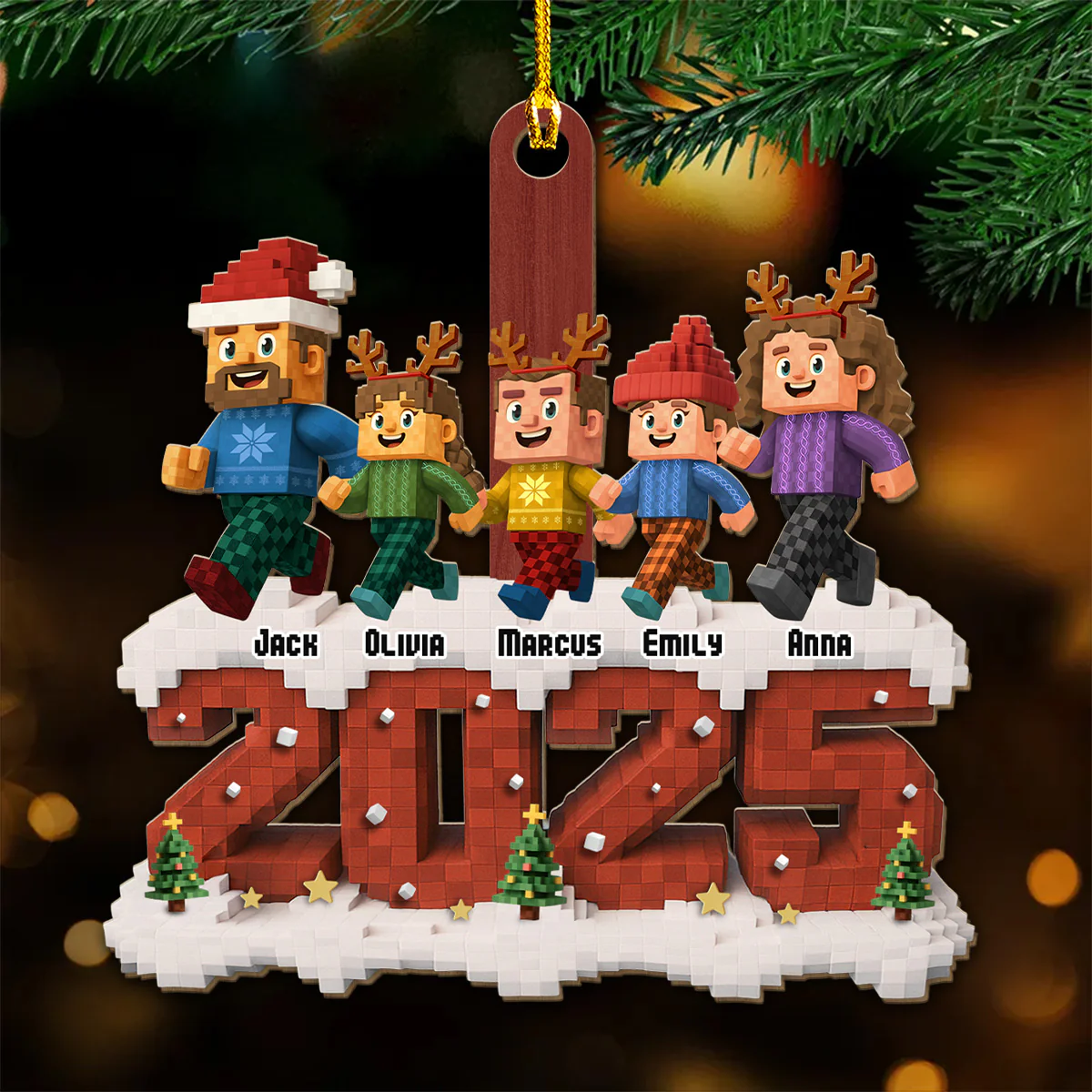 Our Family Square - Personalized Custom Wood Ornament - Image 3