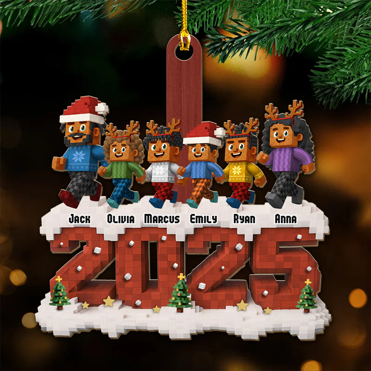 Our Family Square - Personalized Custom Wood Ornament - Image 4