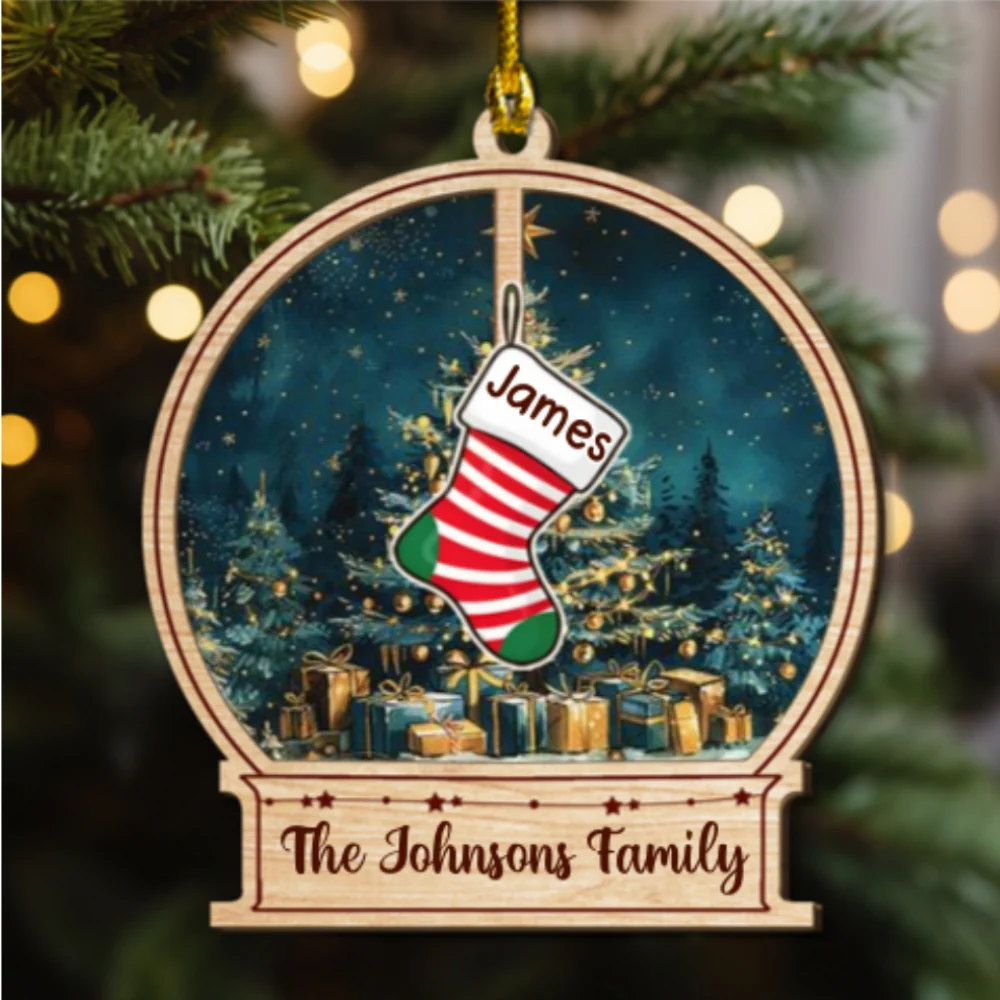 Our Family This Christmas - Personalized Custom 2-layered Wood Ornament - Image 6