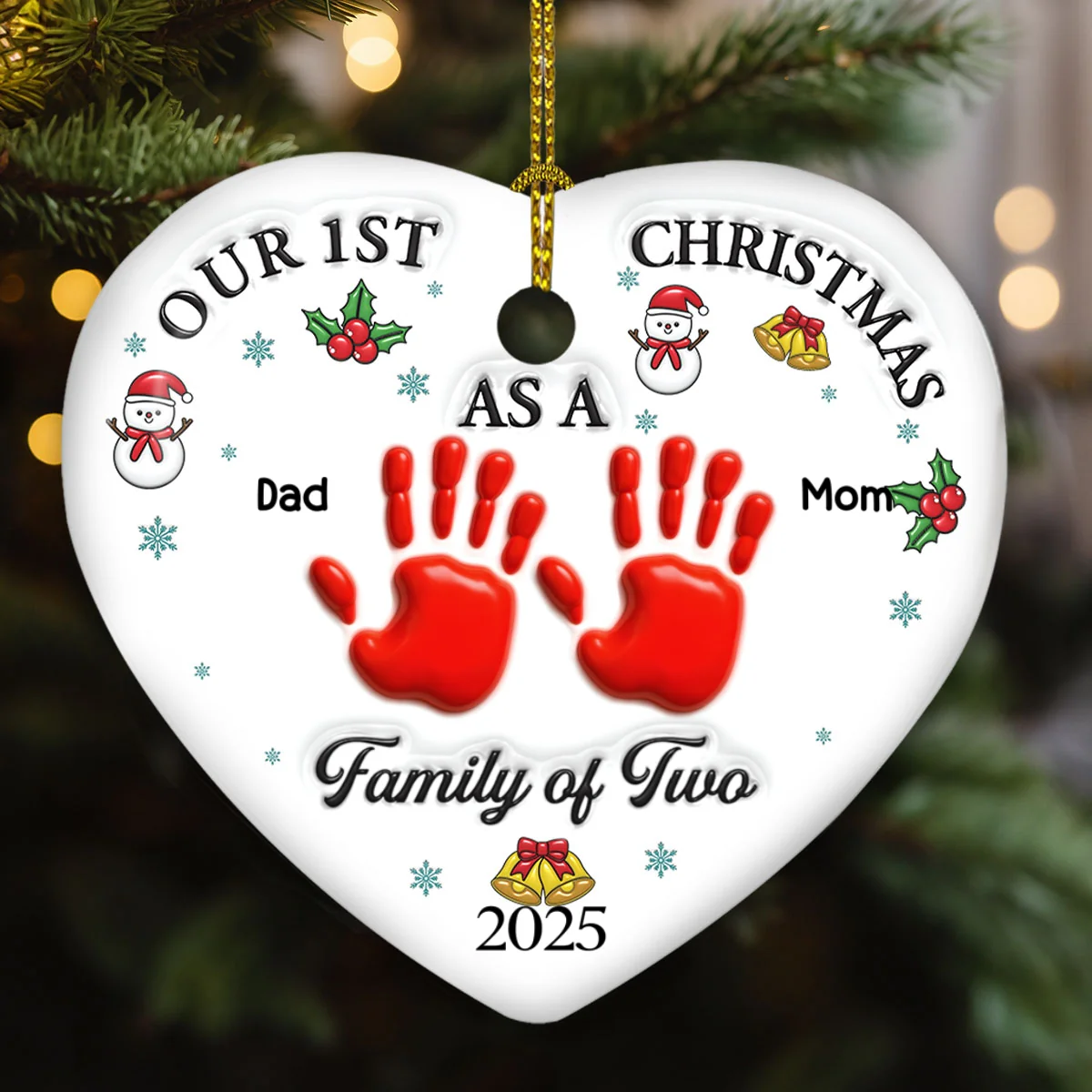 Our First Christmas 2 - Personalized Custom 3D Inflated Effect Ceramic Ornament - Image 6