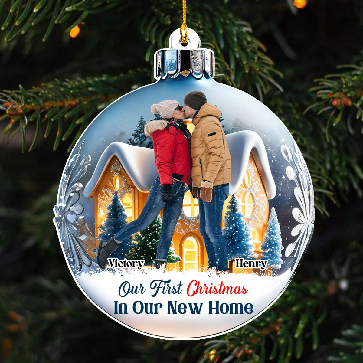 Our First Christmas In Our New Home - Personalized Custom Acrylic Ornament - Image 3