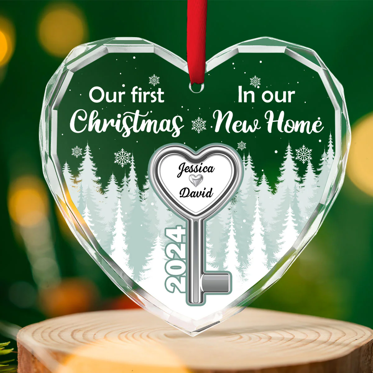 Our First Christmas In Our New Home - Personalized Custom Glass Ornament - Image 2