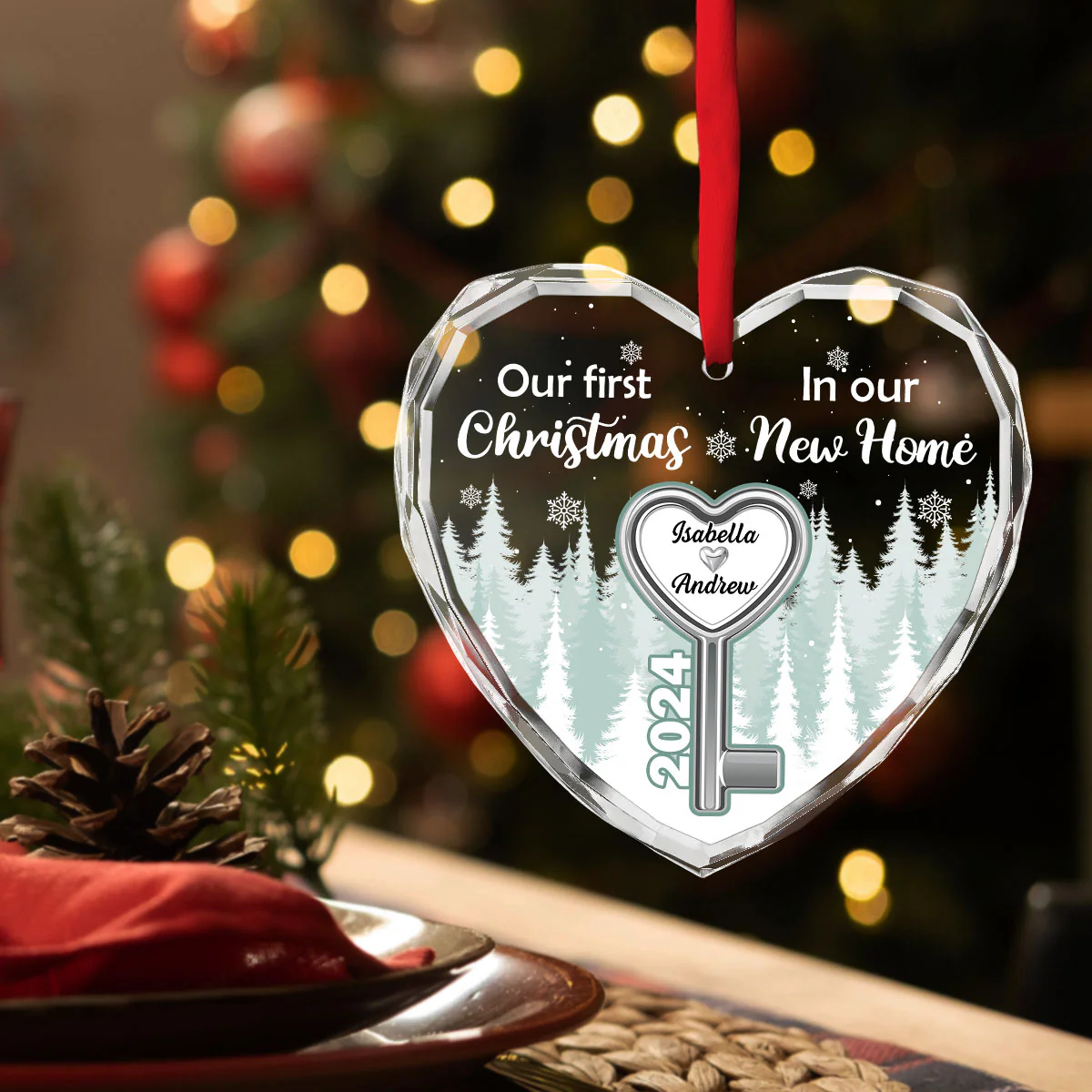 Our First Christmas In Our New Home - Personalized Custom Glass Ornament - Image 3
