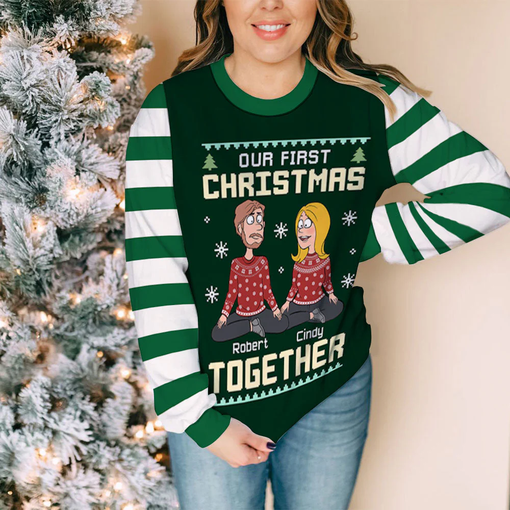 Our First Christmas - Personalized Custom All-Over-Print Sweatshirt - Image 6