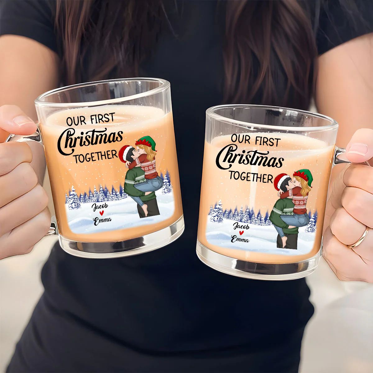 Our First Christmas - Personalized Custom Glass Mug - Image 3