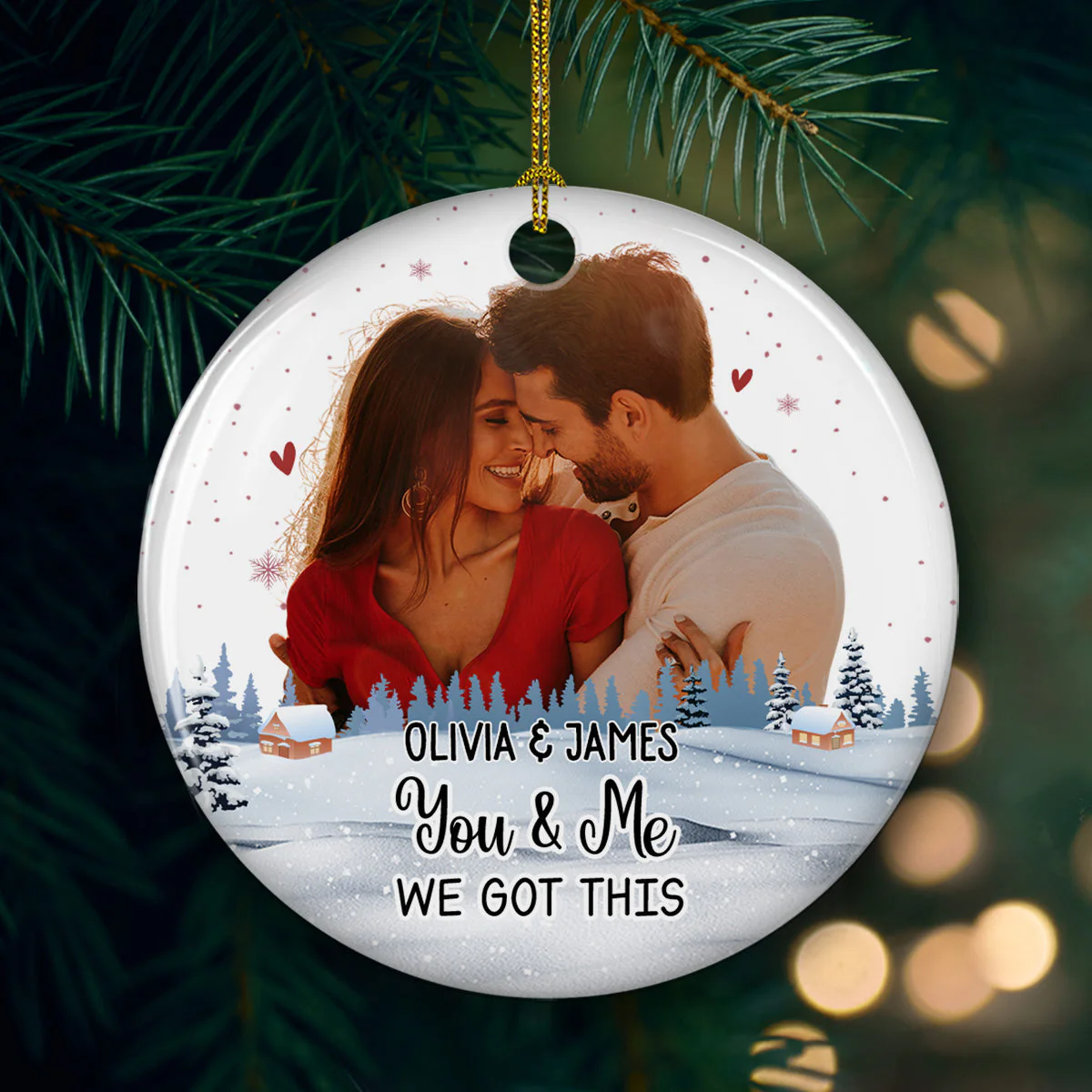 Our First Christmas Photo - Personalized Custom Ceramic Ornament - Image 3