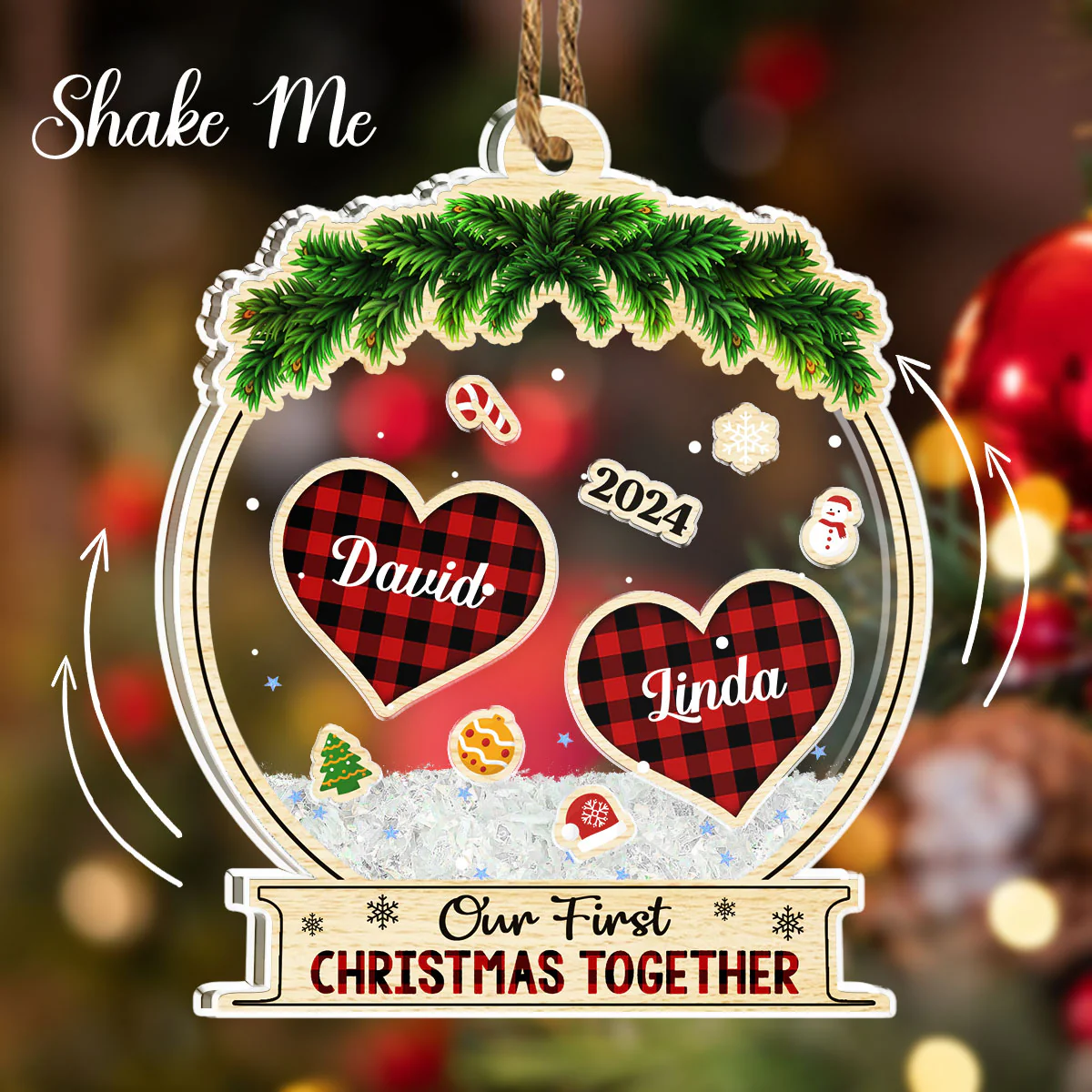 Our First Christmas Together - Personalized Custom Acrylic Shaker Ornament - Image 2