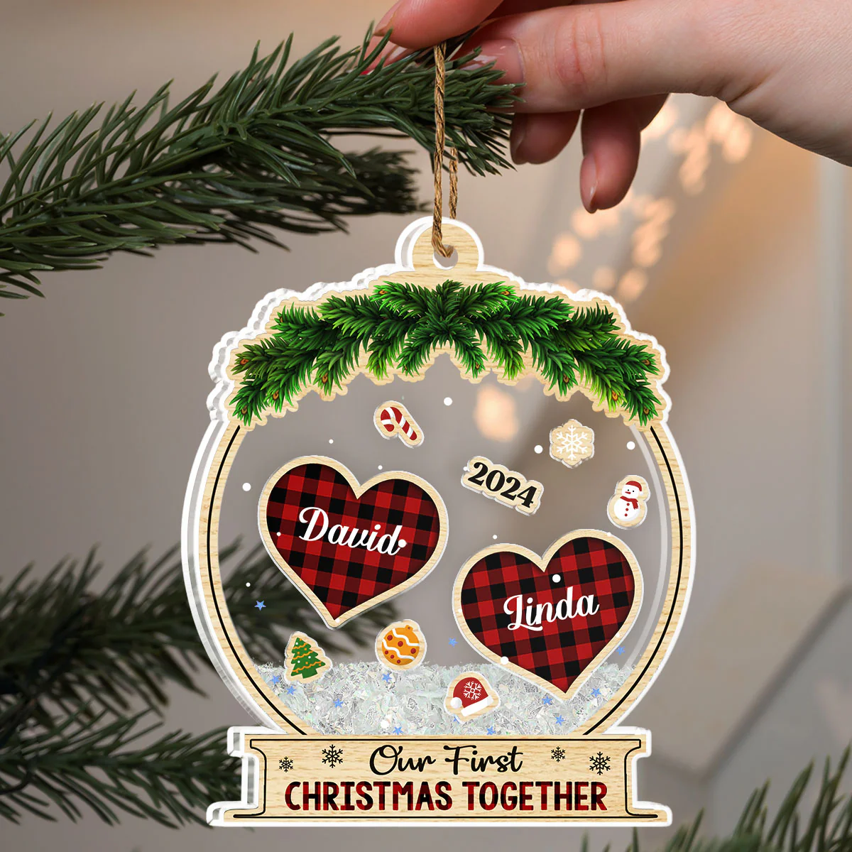 Our First Christmas Together - Personalized Custom Acrylic Shaker Ornament - Image 3