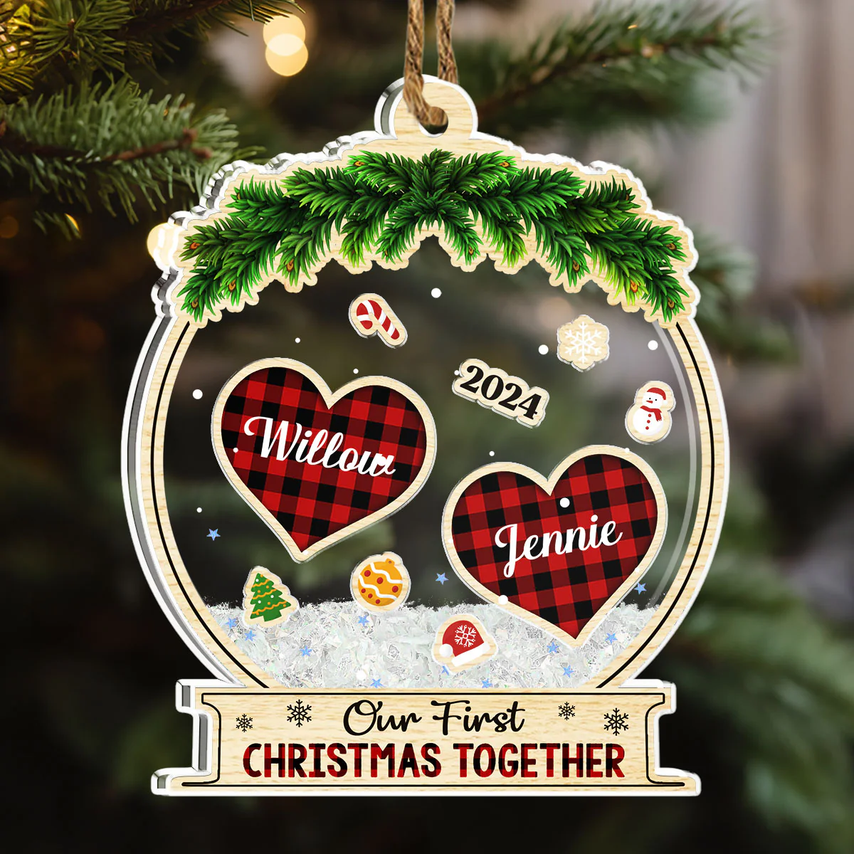 Our First Christmas Together - Personalized Custom Acrylic Shaker Ornament - Image 4
