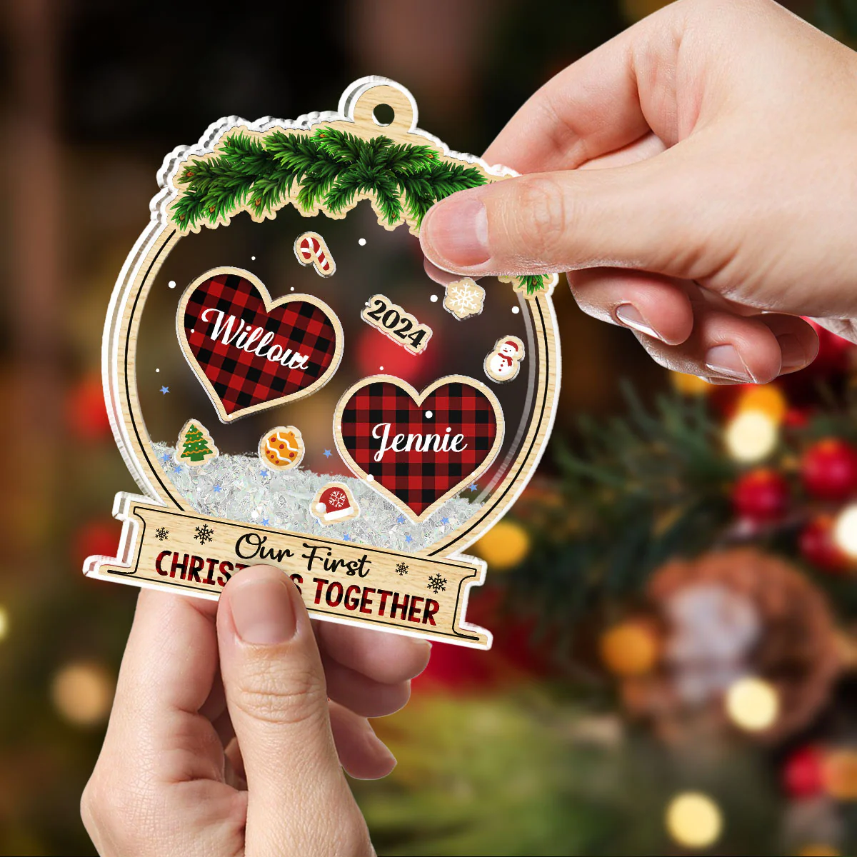 Our First Christmas Together - Personalized Custom Acrylic Shaker Ornament - Image 5