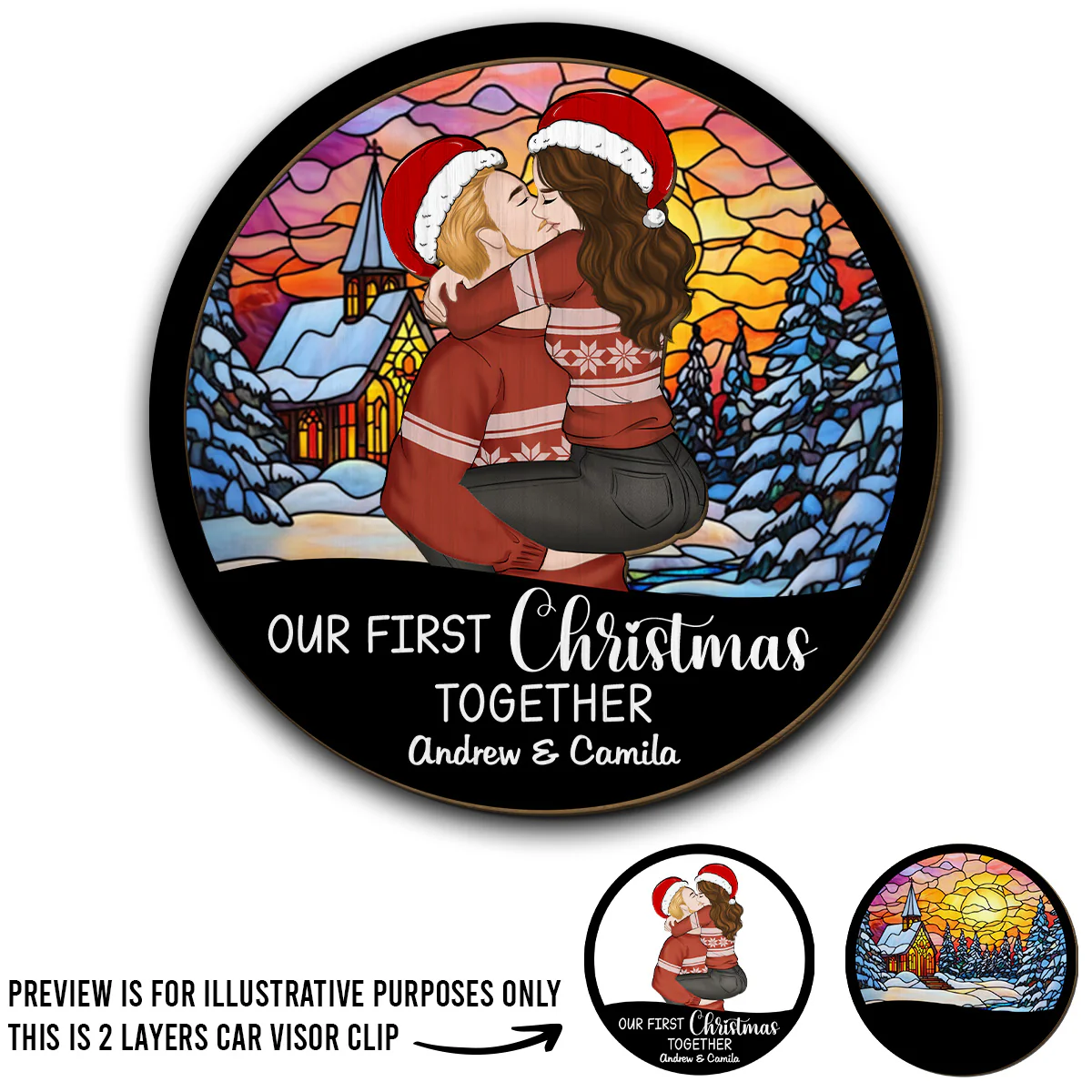 Our First Christmas Together  - Personalized Custom Car Visor Clip - Image 4