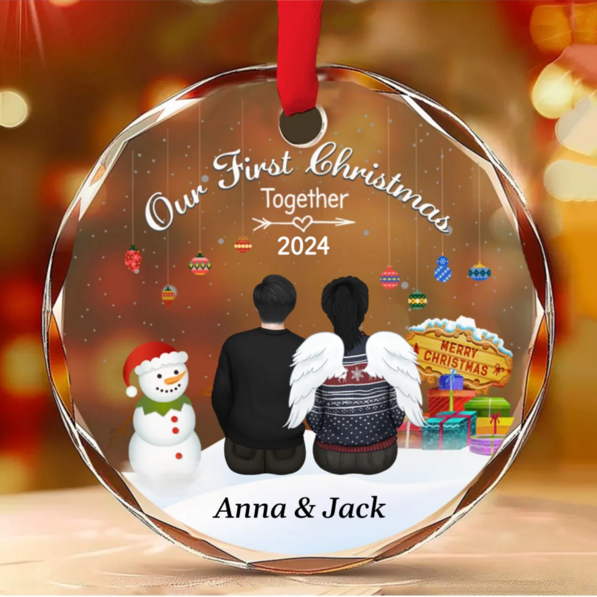 Our First Christmas Together Verson 2 - Personalized Custom Glass Ornament - Image 5