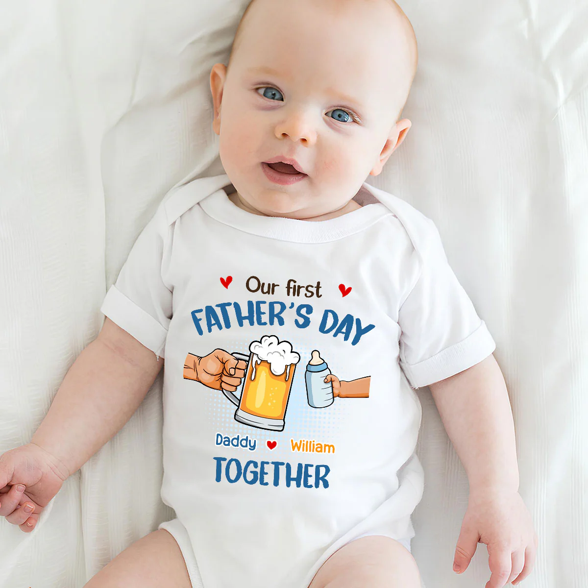 Our First Father Day Cheer - Personalized Custom Baby Onesie - Image 4
