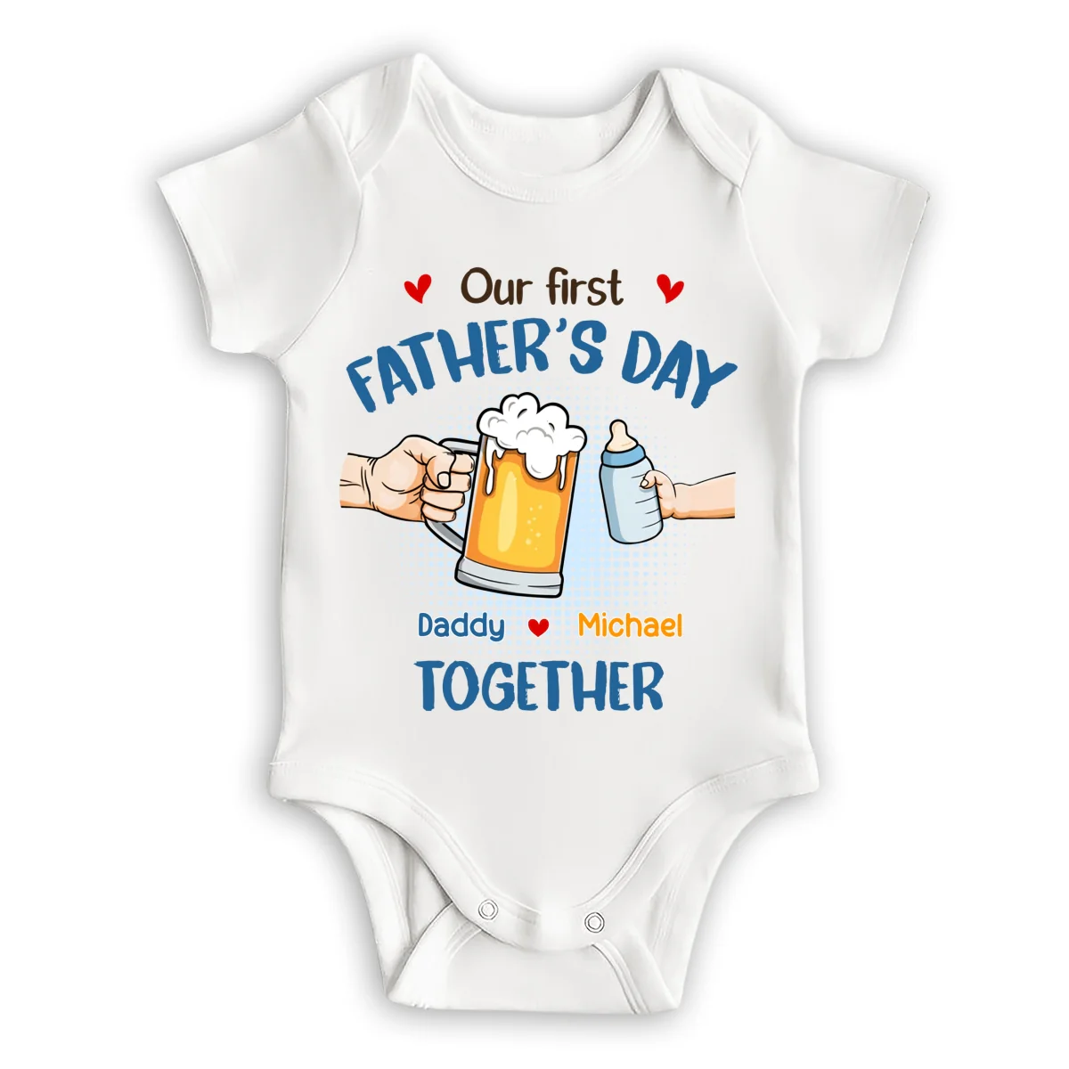 Our First Father Day Cheer - Personalized Custom Baby Onesie - Image 6