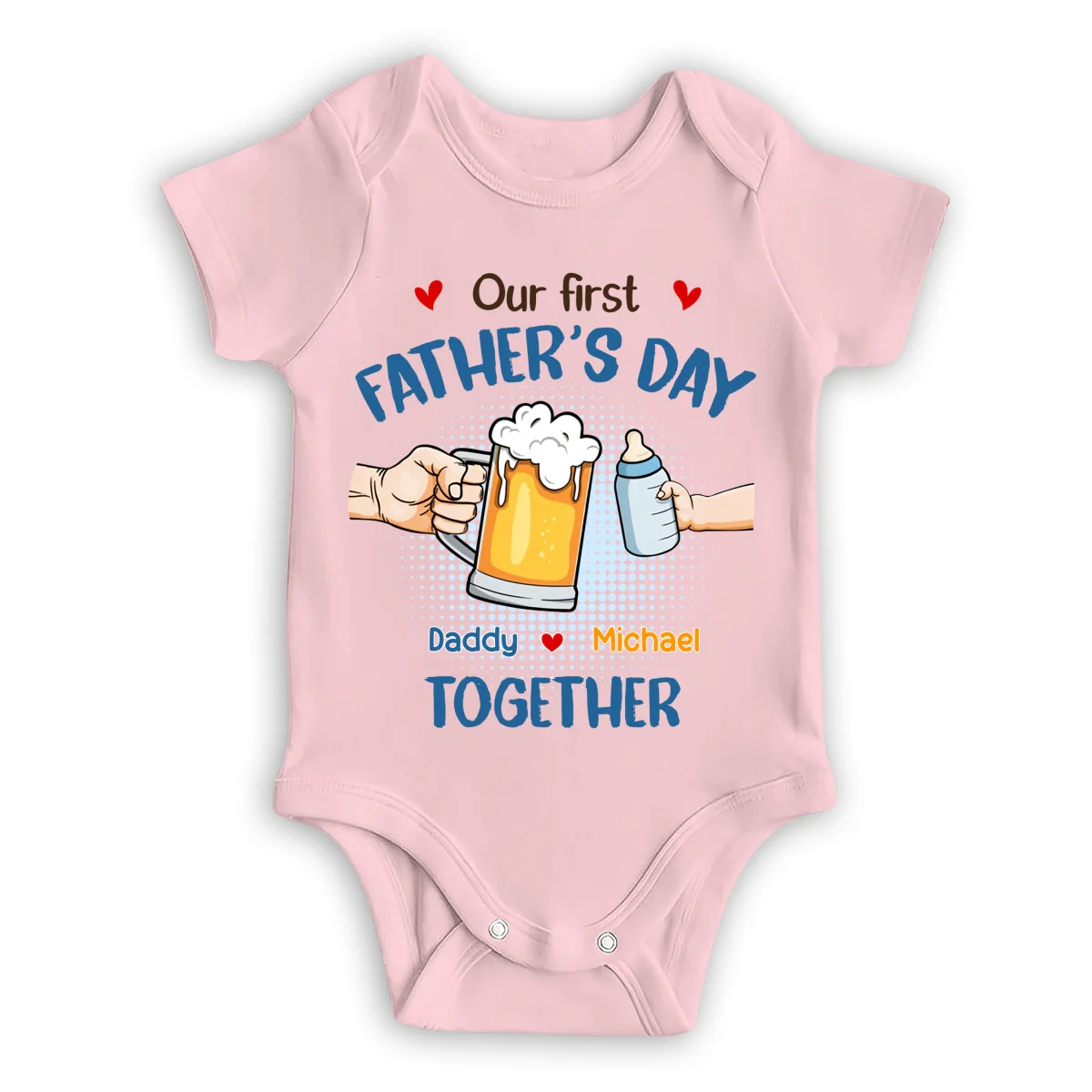 Our First Father Day Cheer - Personalized Custom Baby Onesie - Image 9