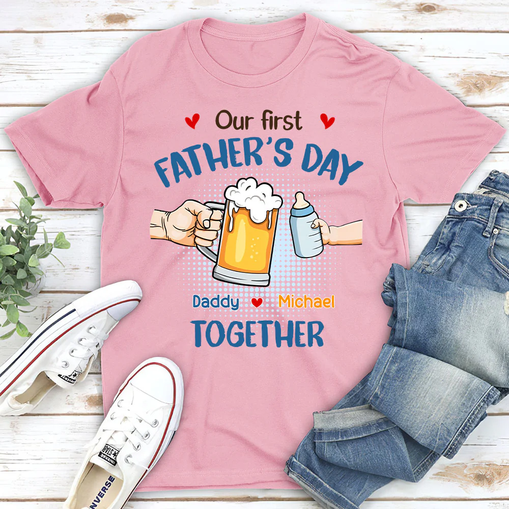 Our First Father Day Cheer - Personalized Custom T-shirt And Onesie - Image 2