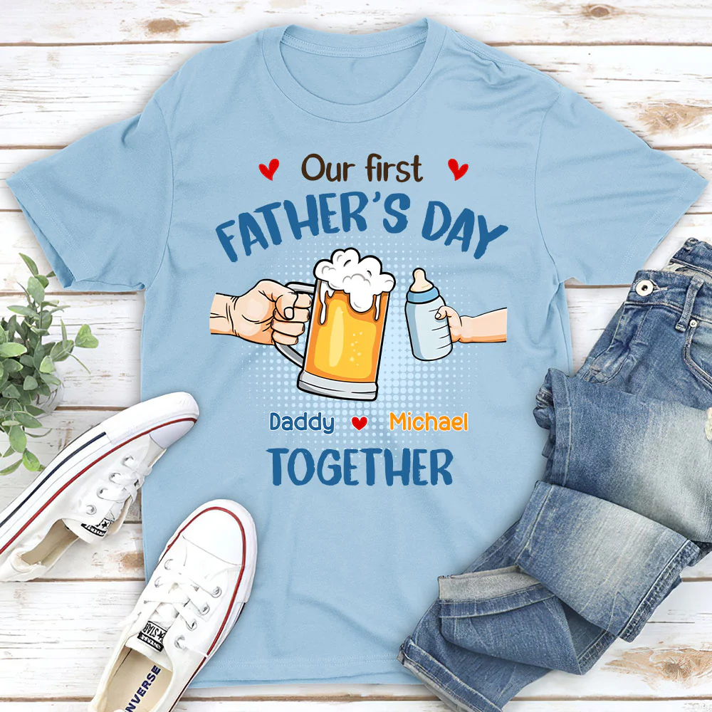 Our First Father Day Cheer - Personalized Custom T-shirt And Onesie - Image 3