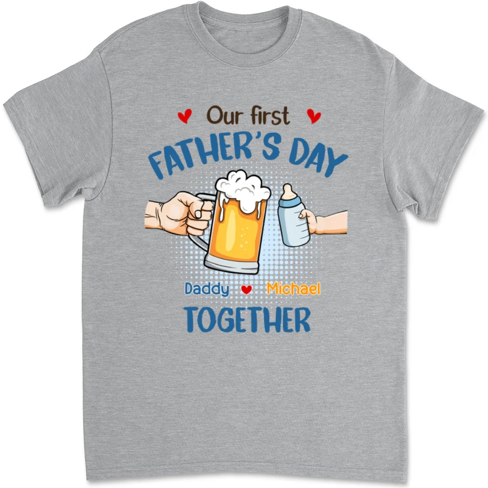 Our First Father Day Cheer - Personalized Custom T-shirt And Onesie - Image 5