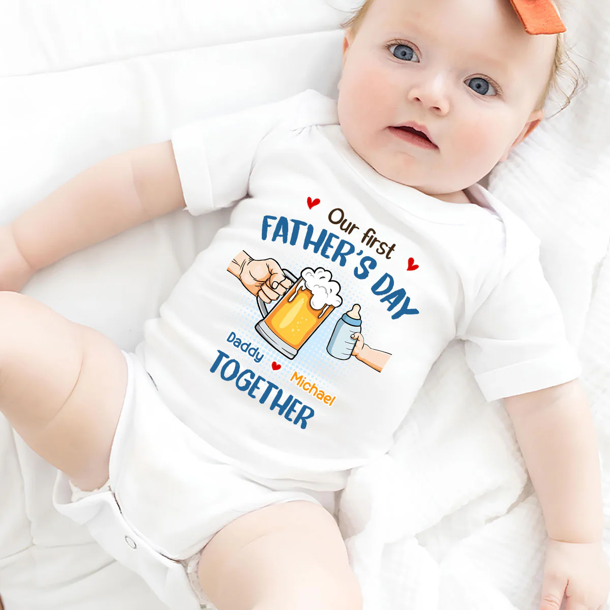 Our First Father Day Cheer - Personalized Custom T-shirt And Onesie - Image 8
